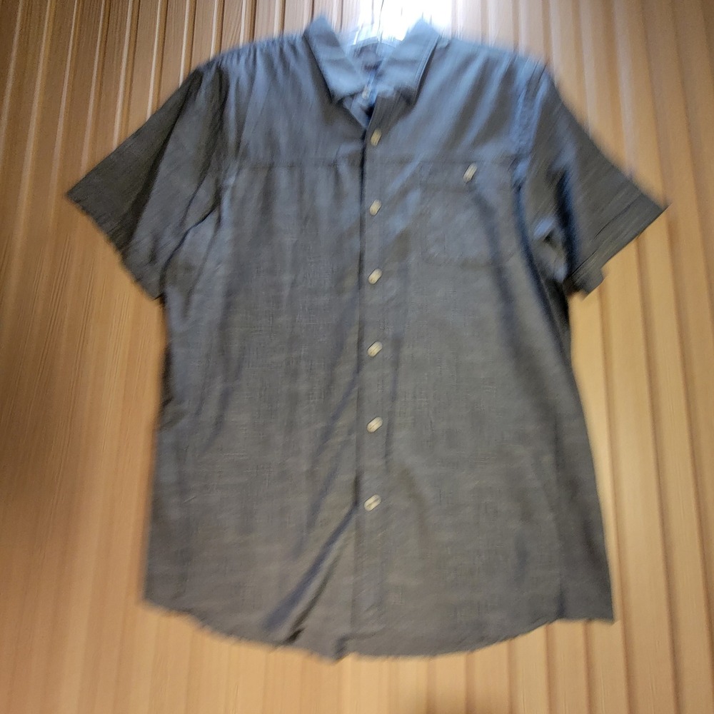 IZOD Saltwater Relaxed Classics Mens Large Blue Short Sleeve Button Down Shirt